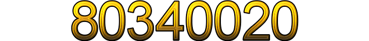 Number 80340020