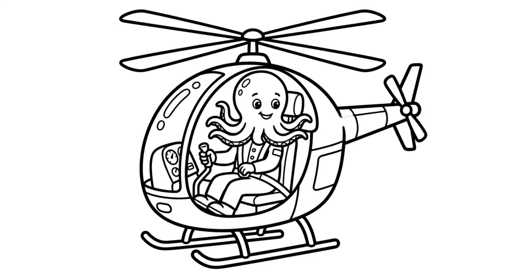 spalvinti aštuonkojį sraigtasparnyje