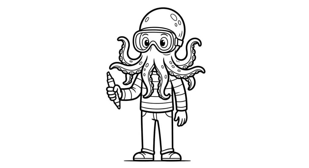 spalvinti aštuonkojį su akiniais