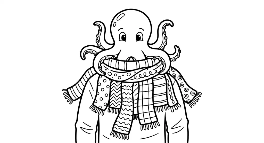 spalvinti aštuonkojį su šalikais