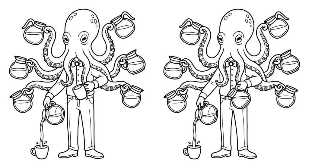 spalvinti aštuonkojį baristą