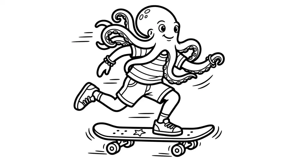 spalvinti aštuonkojį ant riedlentės