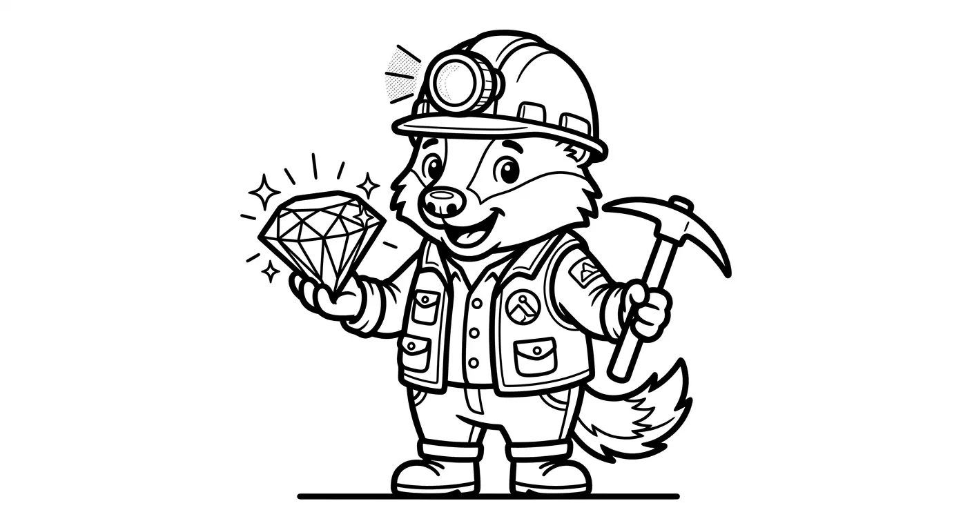 coloring geologist badger with gemstone