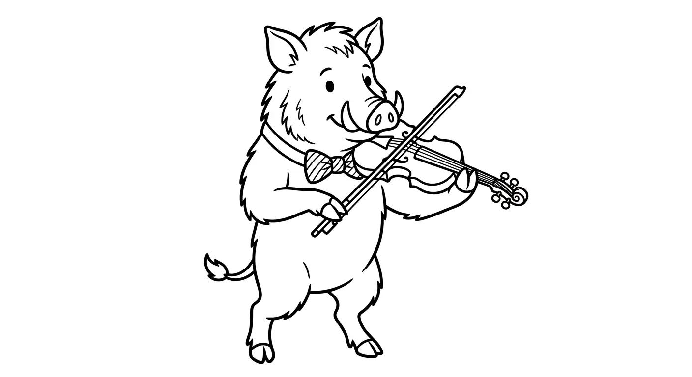 boar with bowtie playing violin