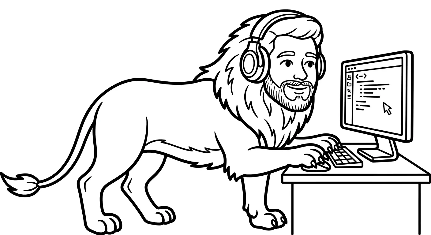 spalvinti liūtą su ausinėmis