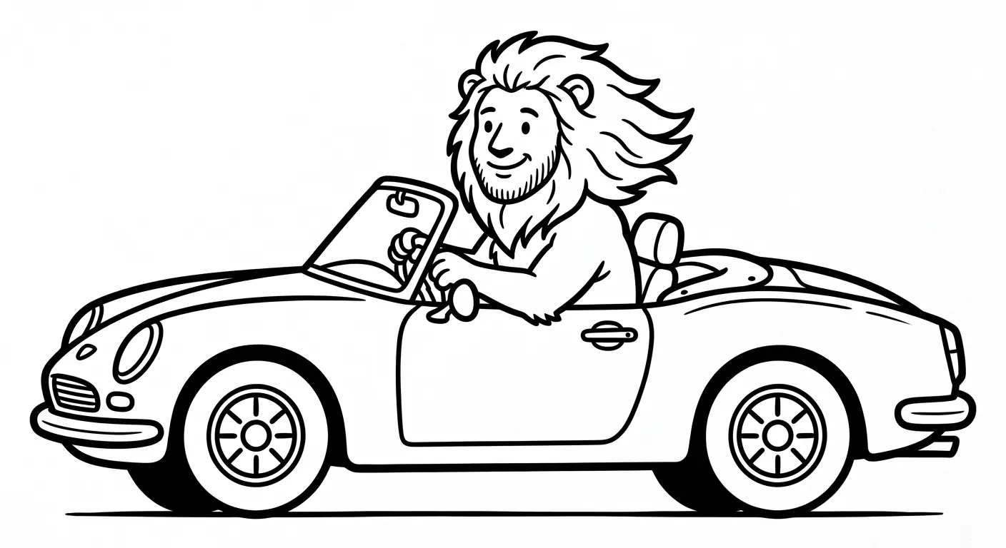 spalvinti liūtą automobilyje