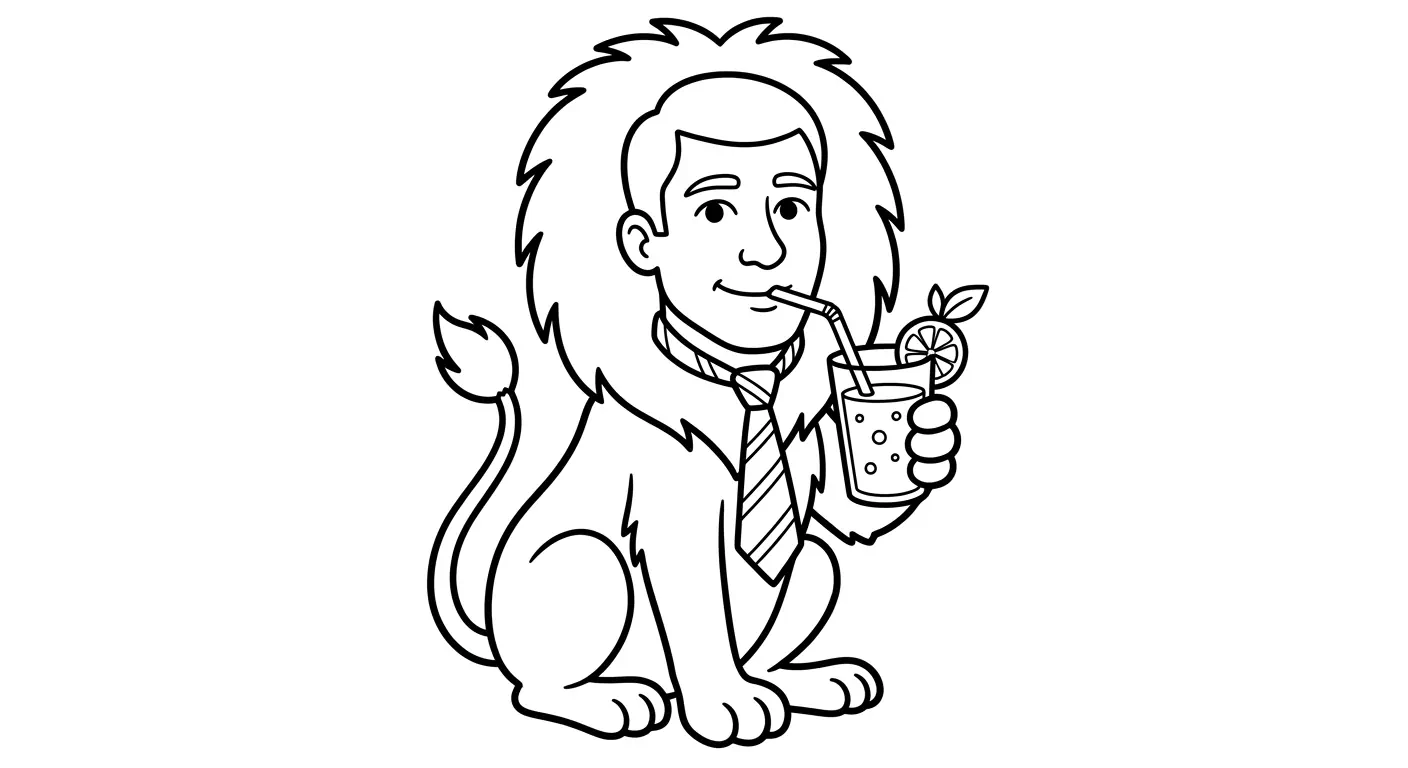 spalvinti liūtą su kaklaraiščiu