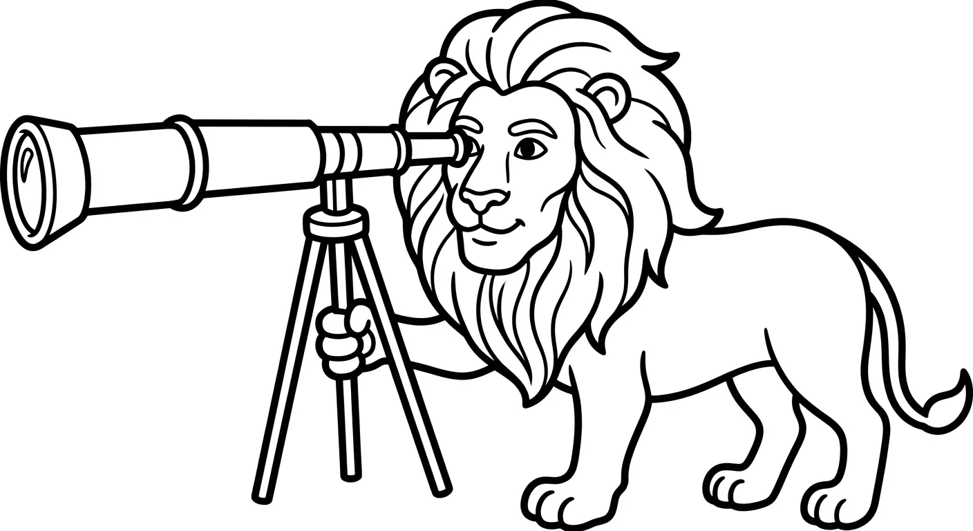 spalvinti liūtą su teleskopu