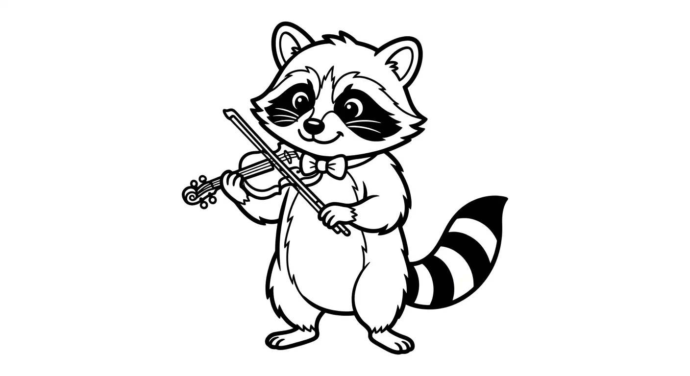 Raccoon playing violin