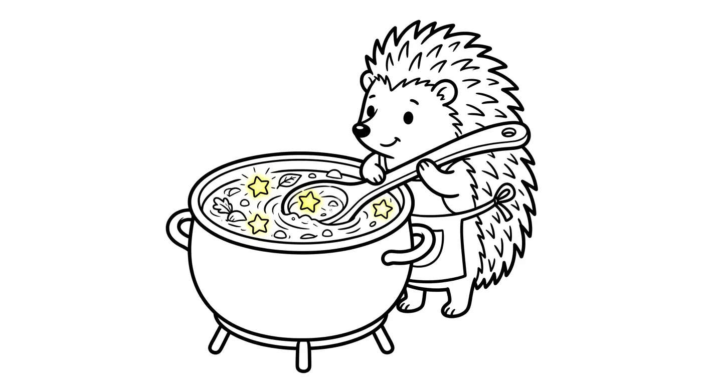 spalvinti ežį maišantį žvaigždžių sriubą