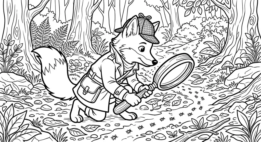 Detective fox investigating tracks