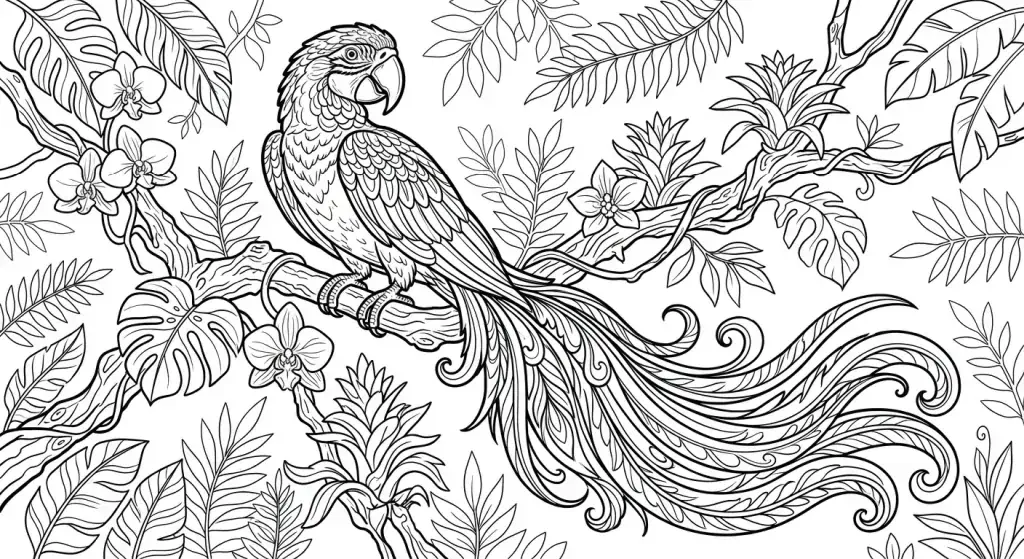 Stebuklingas Paukščių Miškas: Pasaka ir Piešiniai Spalvinimui spalvinimo paveiksliukas vaikams