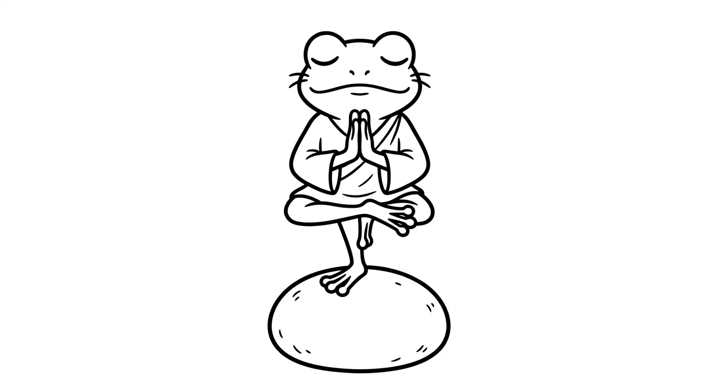 Yogi frog on a stone drawing