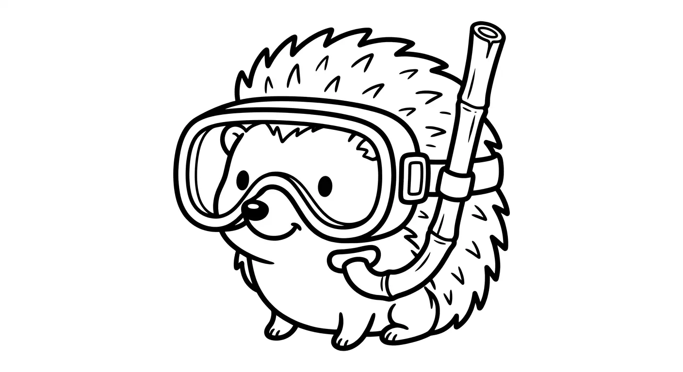 Ežiukas su nardymo kauke