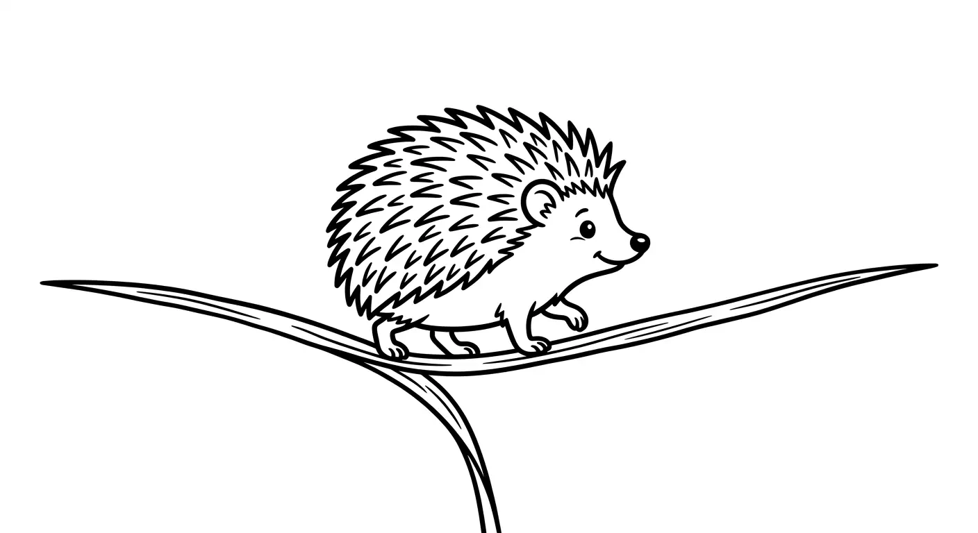 Ežiukas einantis žolės stiebu