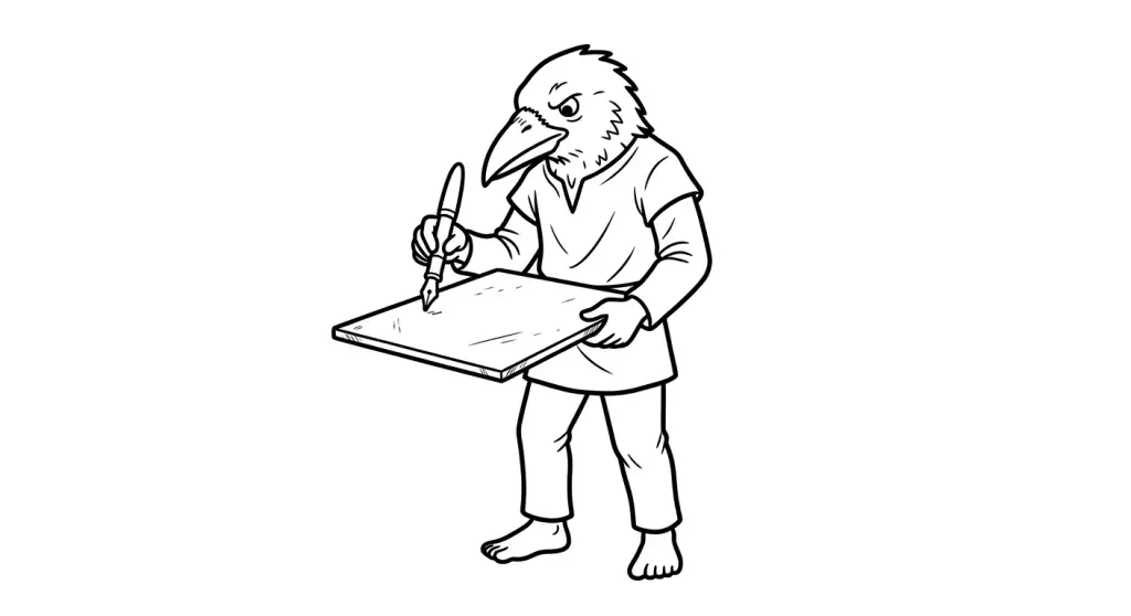 spalvinti varną su plunksnakočiu