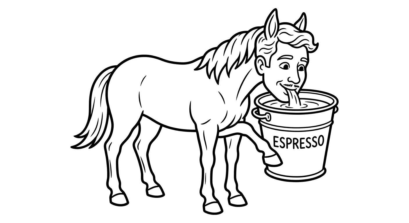 spalvinti kavą geriantį kentaurą