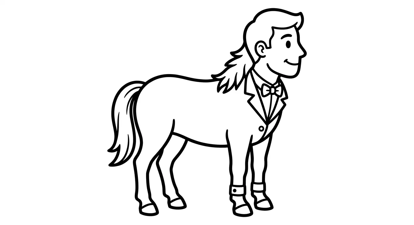 spalvinti kentaurą su smokingu