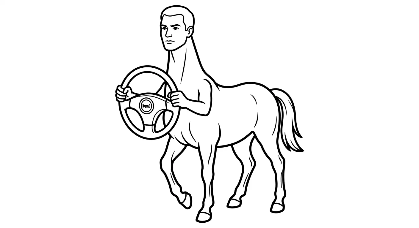 spalvinti autobusą vairuojantį kentaurą