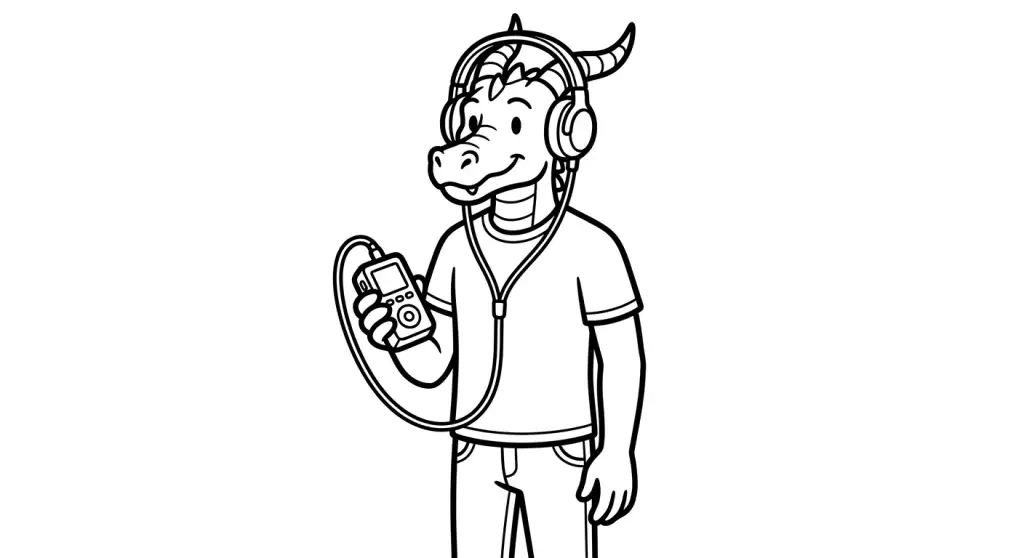 spalvinti drakongalvį su ausinėmis