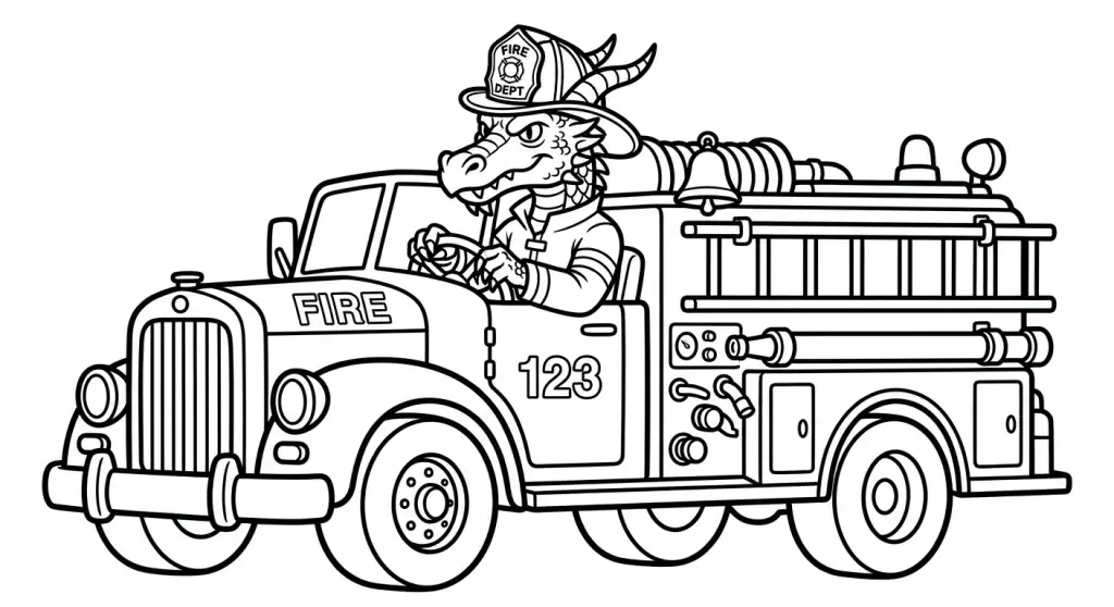 spalvinti drakongalvį gaisrininką