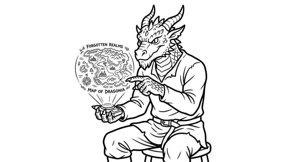 spalvinti drakongalvį su žemėlapiu